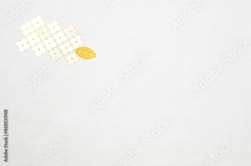 Japanese Washi paper texture with abstract hydrangea pattern. Luxury modern Japanese style background with floral pattern.