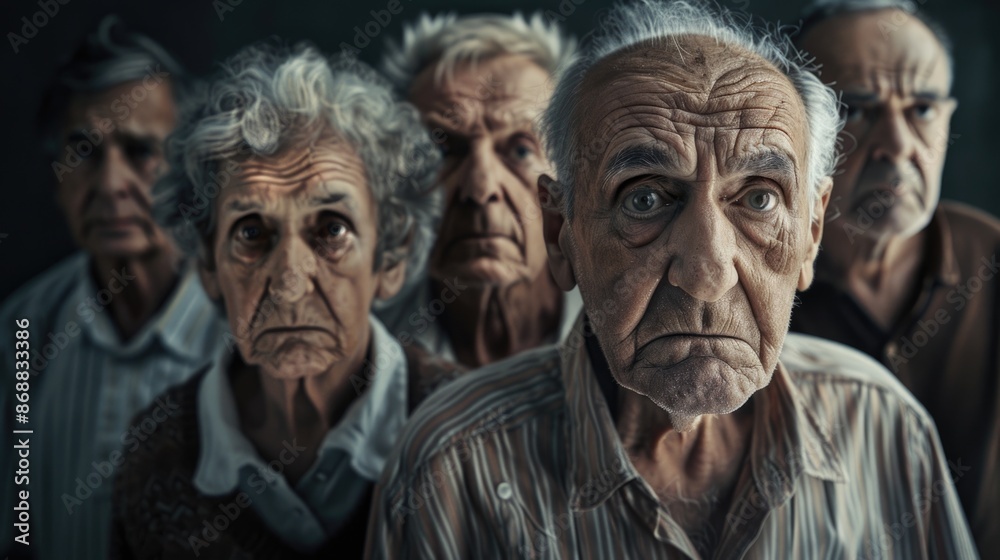 A group of elderly individuals standing in a line, possibly at an event or ceremony A group of elderly individuals standing in a line, possibly at an event or ceremony