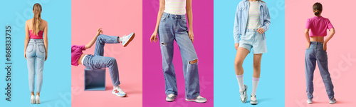 Set of young woman in styli...