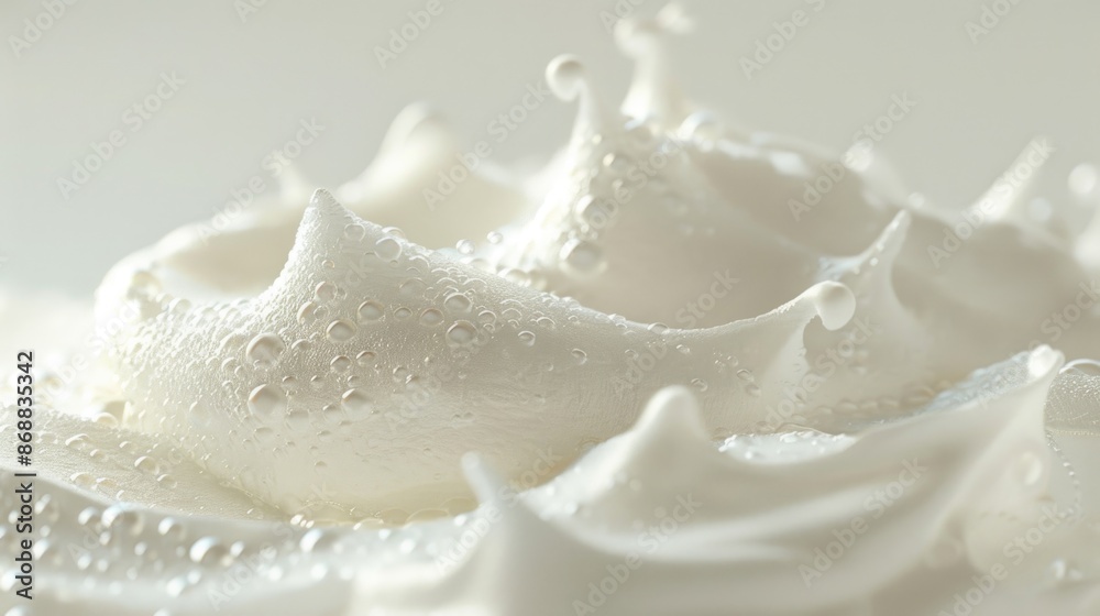 A close-up of whipped cream on a plate, perfect for food and dessert photography A close-up of whipped cream on a plate, perfect for food and dessert photography