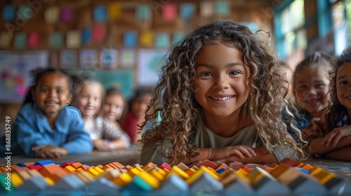 Class of Adorable Multiethnic Children Studying Mathematics 