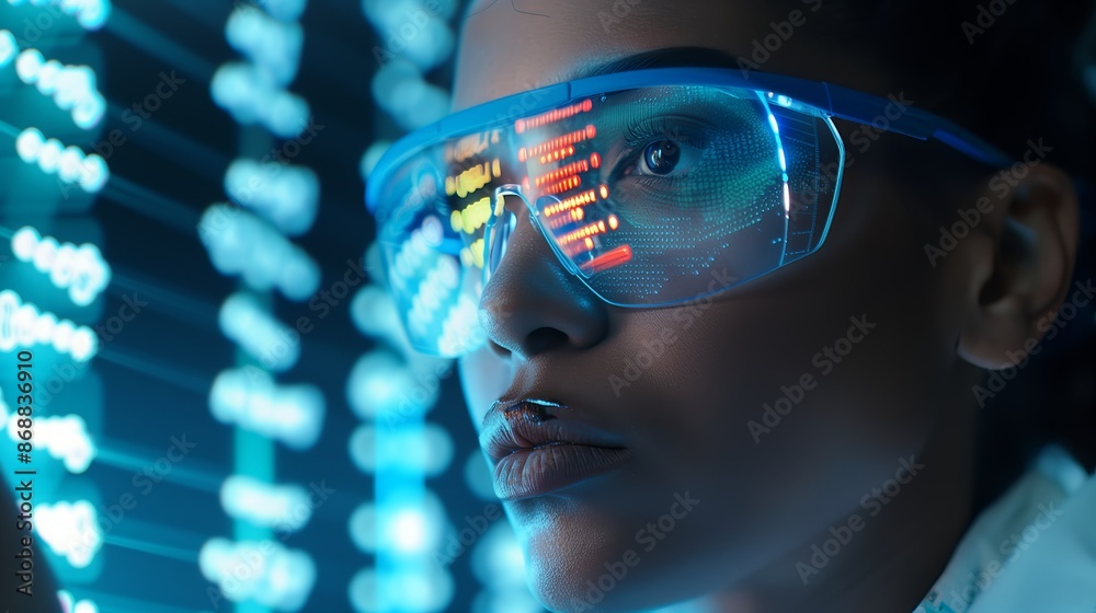A geneticist modifying DNA on a digital interface, glasses reflecting potential breakthroughs in genetics. A geneticist modifying DNA on a digital interface, glasses reflecting potential breakthroughs in genetics.