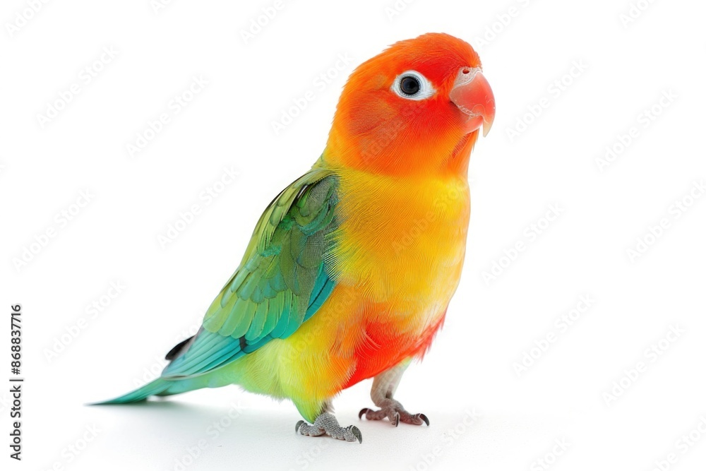 Obraz premium A vibrant bird perched on a clean white background
