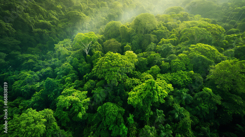 Aerial View of Lush Tropical Rainforest