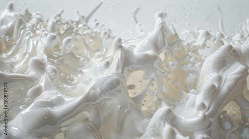 A close-up shot of a bunch of white liquid with varying shapes and textures