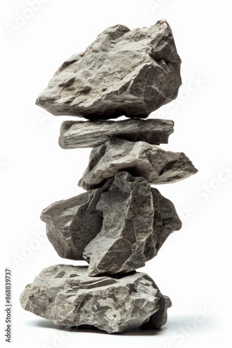 A pile of rocks stacked on top of each other, great for nature and landscape backgrounds or scientific illustrations photo