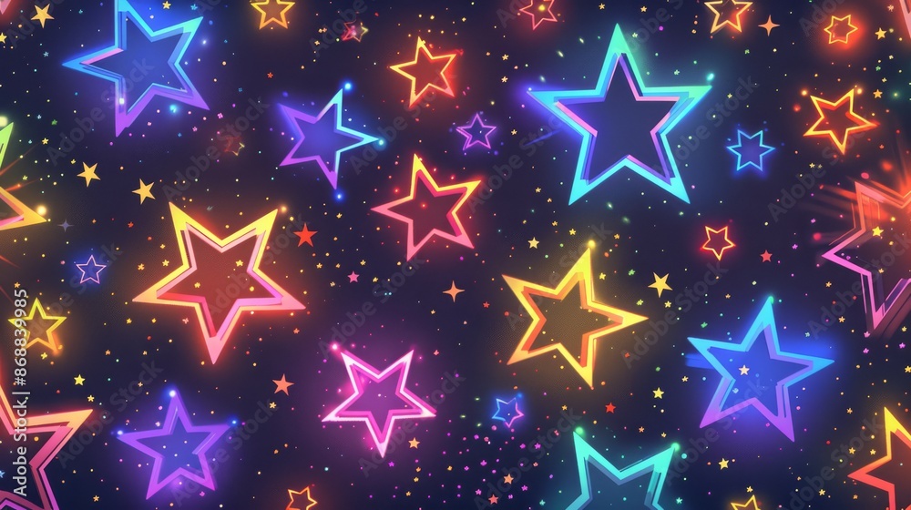Neon Starry Night Background Neon Starry Night Background