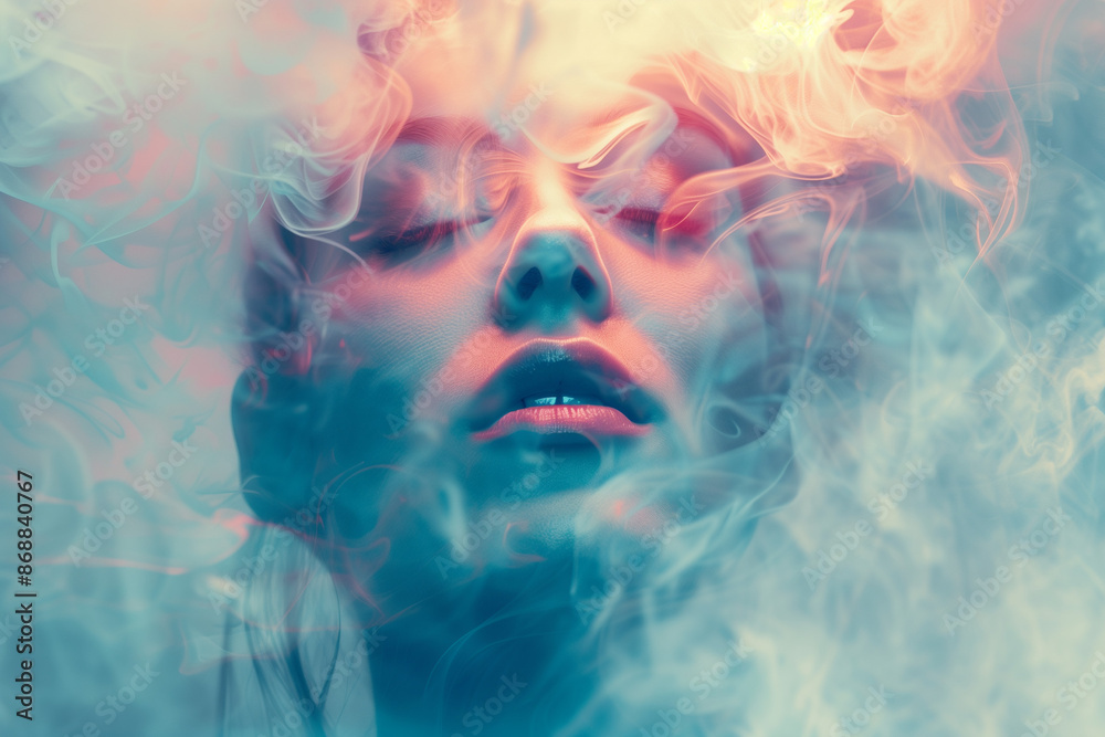 Fototapeta premium portrait of a woman in smoke