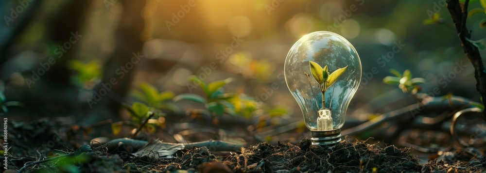 Plant inside of light bulb environment forest wallpaper background Plant inside of light bulb environment forest wallpaper background
