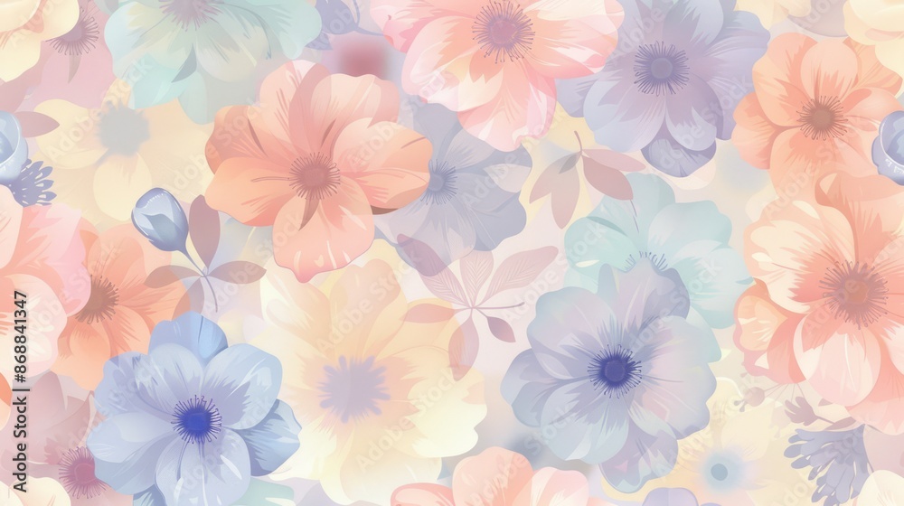 Pastel Floral Pattern with Delicate Blooms Pastel Floral Pattern with Delicate Blooms