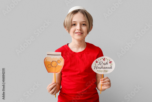 Cute little boy with decor ...