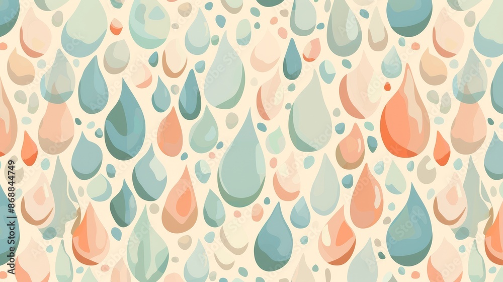 Water Droplet Pattern in Blue, Peach, and Beige Water Droplet Pattern in Blue, Peach, and Beige