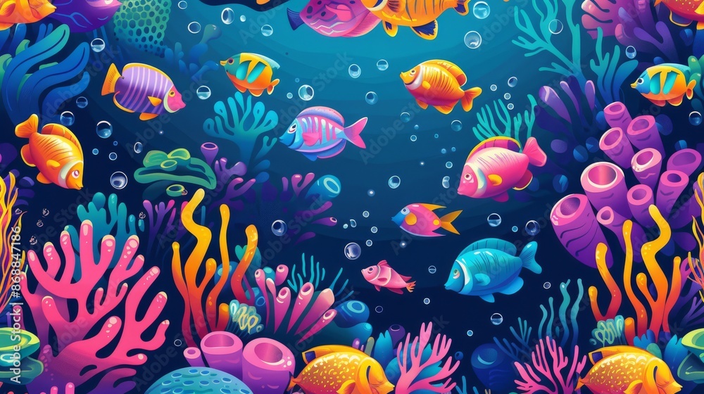 Vibrant Underwater Paradise with Colorful Fish Vibrant Underwater Paradise with Colorful Fish