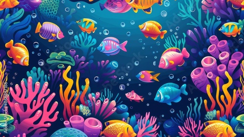 Vibrant Underwater Paradise with Colorful Fish