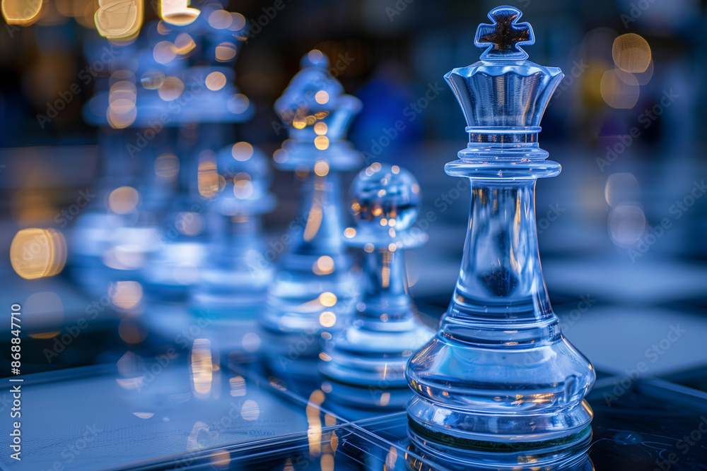 Crystal Chess Pieces in Focus Crystal Chess Pieces in Focus
