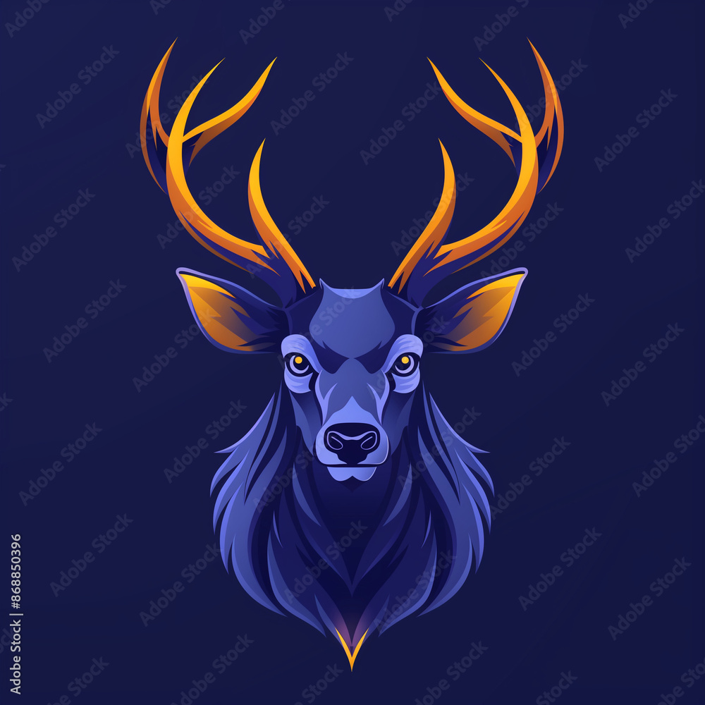 Fototapeta premium Regal Stag Cartoon Vector Icon: Majestic Deer Illustrated for Noble Designs