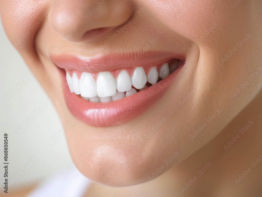 Fototapeta premium Close-up of a woman’s perfect white smile.