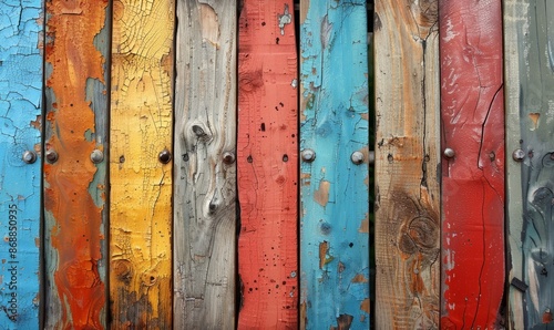Painted wooden boards with worn texture © Станислав Козаков