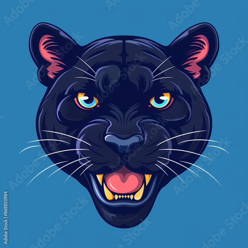 Sleek Panther Cartoon Vector Icon: Illustration of a Wild Cat in Dynamic Style photo