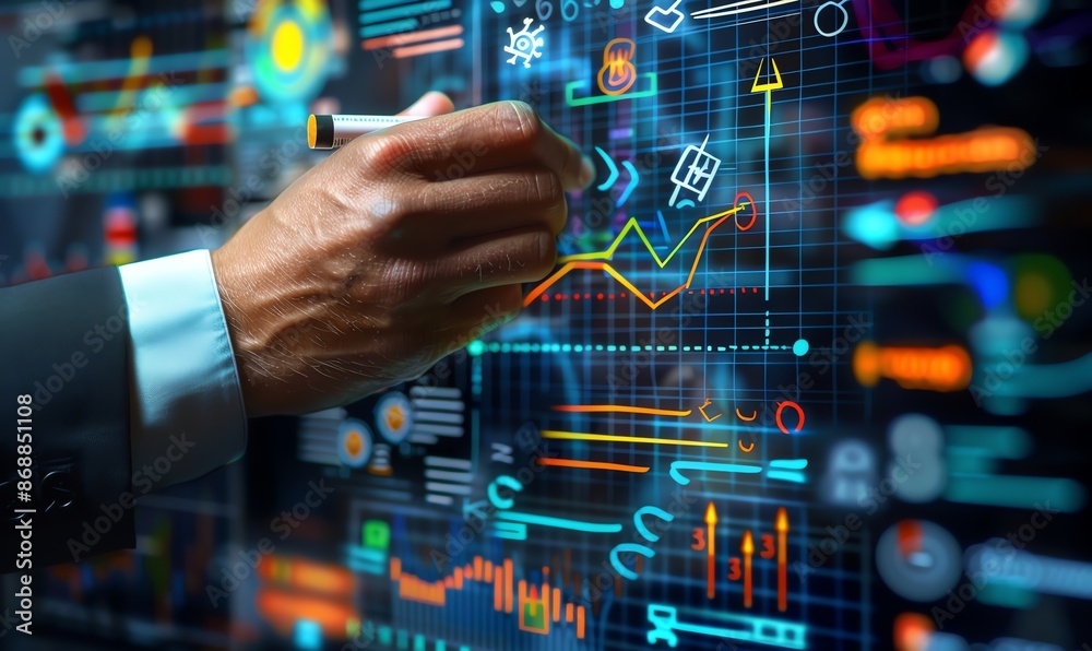 Analyzing Business Data on a Futuristic Screen Analyzing Business Data on a Futuristic Screen