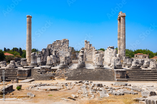 Temple of Apollo ruins at Didyma ancient sanctuary in Didim city in Turkey