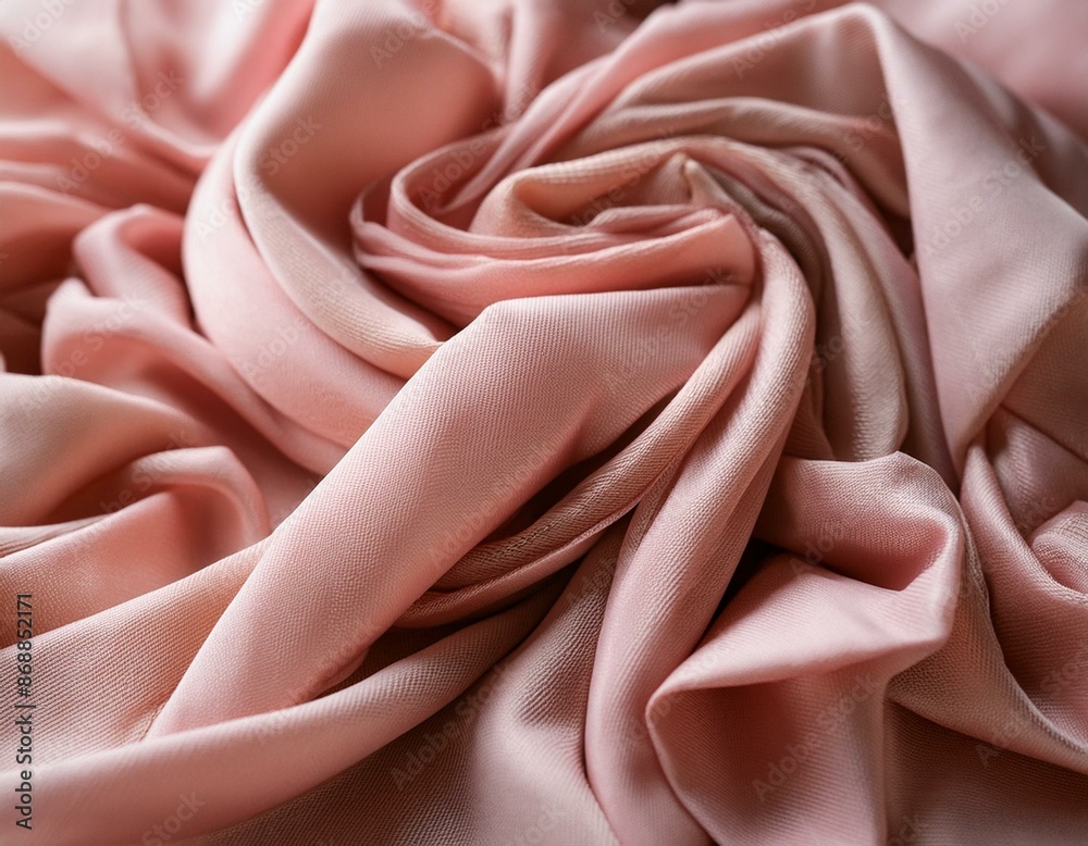 Obraz premium A pink fabric is rolled up and has a soft texture