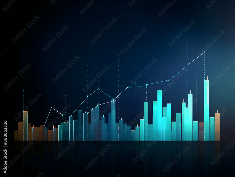 Naklejka premium Financial data document, graph chart report statistic, marketing research development planning management, strategy analysis accounting, Financial business technology hologram concept. 