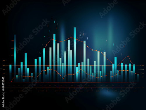 Financial data document, graph chart report statistic, marketing research development planning management, strategy analysis accounting, Financial business technology hologram concept.  © Akilmazumder