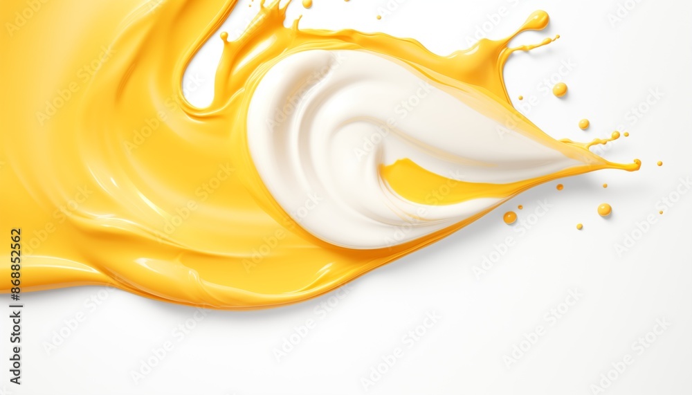 Fototapeta premium yellow white liquid splash