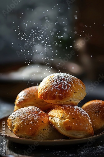 Pirozhki small Russian pastries filled with savory ingredients like meat photo