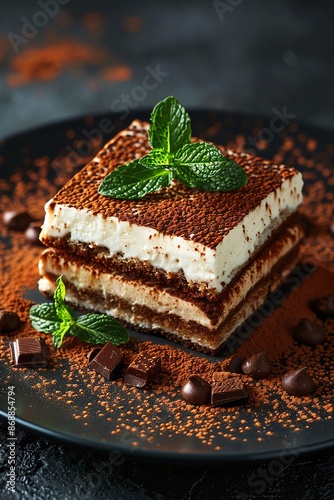 Tiramisu layers of espressosoaked ladyfingers photo