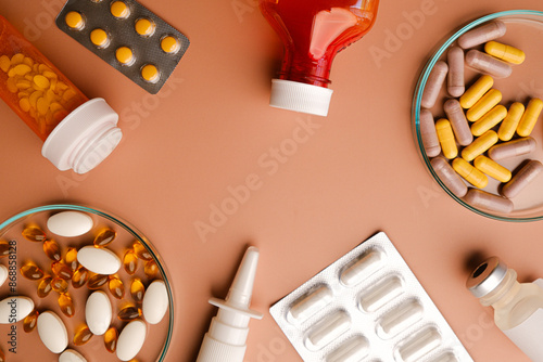 A variation of pharmaceutical dosage form for pharmacy and medicine concept.