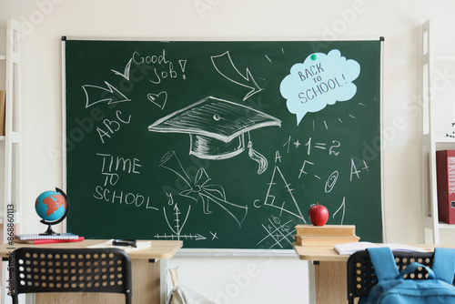 Green chalkboard with diffe...