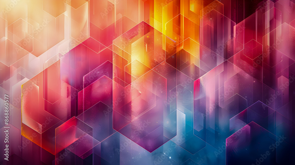 Captivating Geometric Hexagon Abstract with Shimmering Iridescent Color Palette Captivating Geometric Hexagon Abstract with Shimmering Iridescent Color Palette