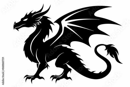 black dragon vector,  dragon silhouette vector illustration