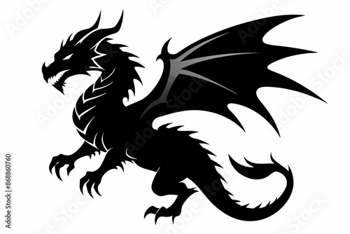 black dragon vector,  dragon silhouette vector illustration © Trendy Design24