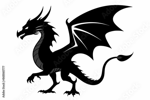 black dragon vector,  dragon silhouette vector illustration