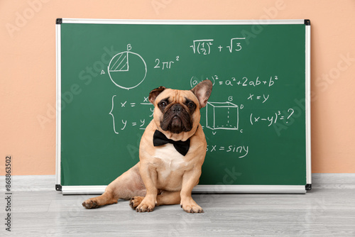 Green chalkboard with math ...
