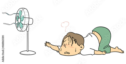 暑さに参ってだらける人