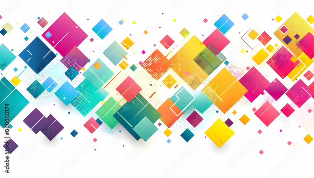 Abstract geometric background with colorful squares and rectangles. Modern, vibrant design ideal for web, print, and graphic projects. Abstract geometric background with colorful squares and rectangles. Modern, vibrant design ideal for web, print, and graphic projects.