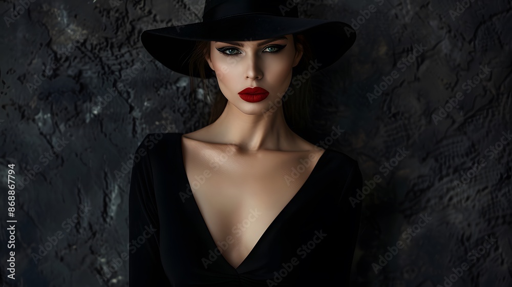 beautiful model wearing black hat beautiful model wearing black hat