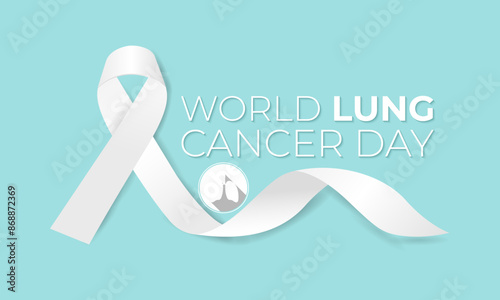 vector illustration World Lung Cancer day is observed every year on August 1. ribbon with lung icon vector illustration background template. Holiday concept.