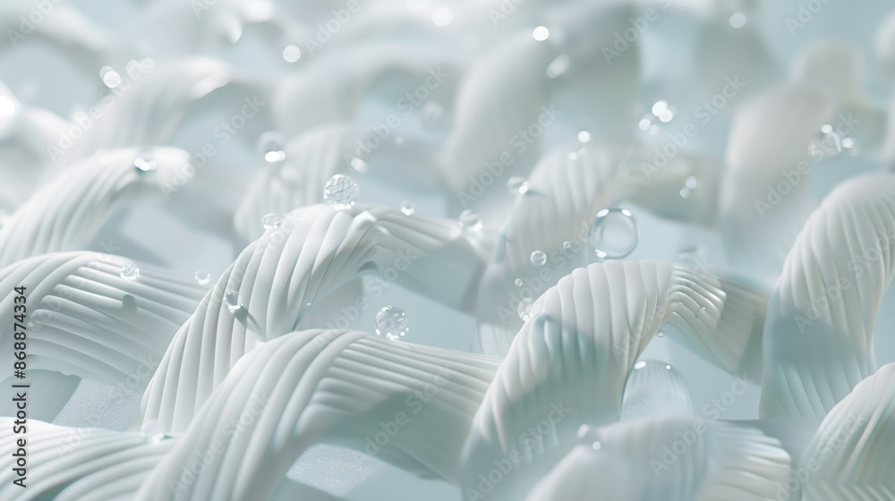 Obraz premium A 3D illustration of white woven fabric with water droplets