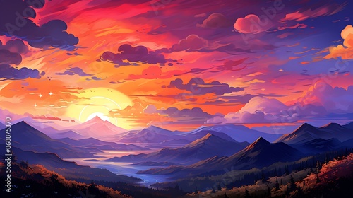 sunset in the mountains