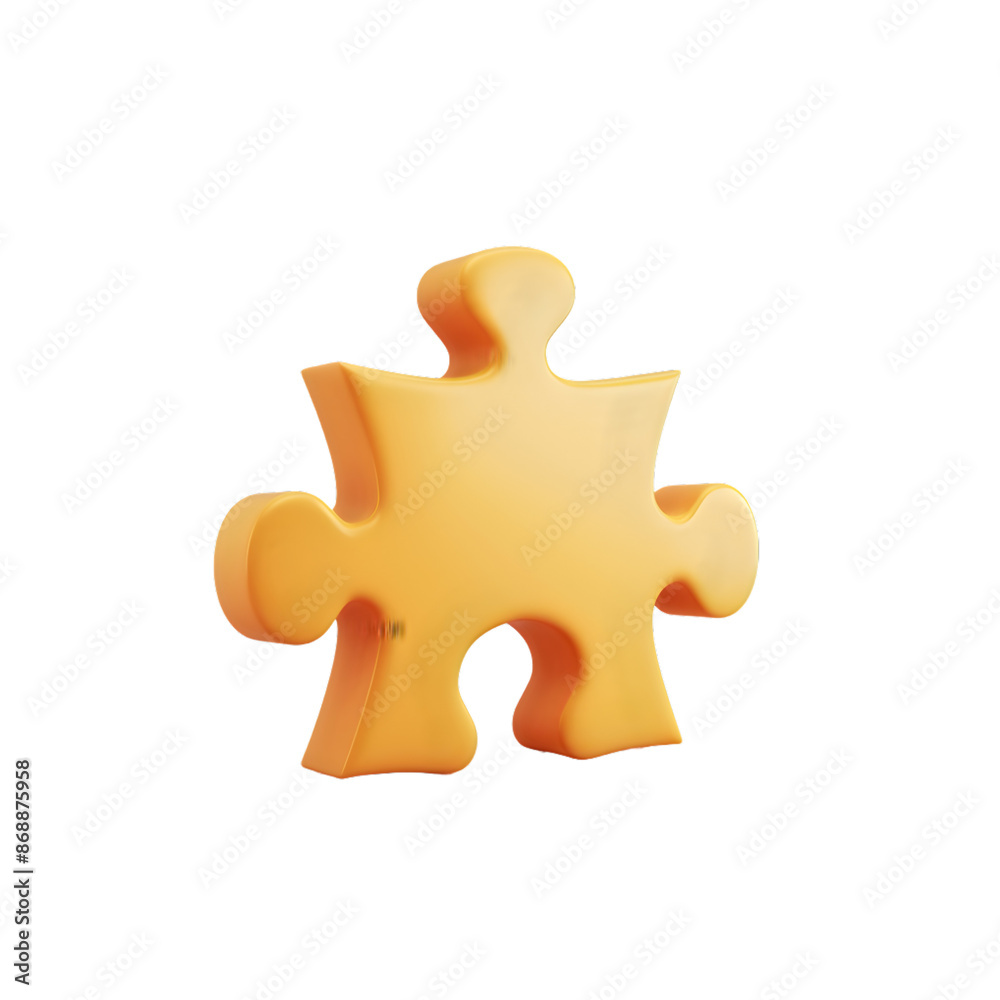 Puzzle piece 3D icon, PNG image, isolated object