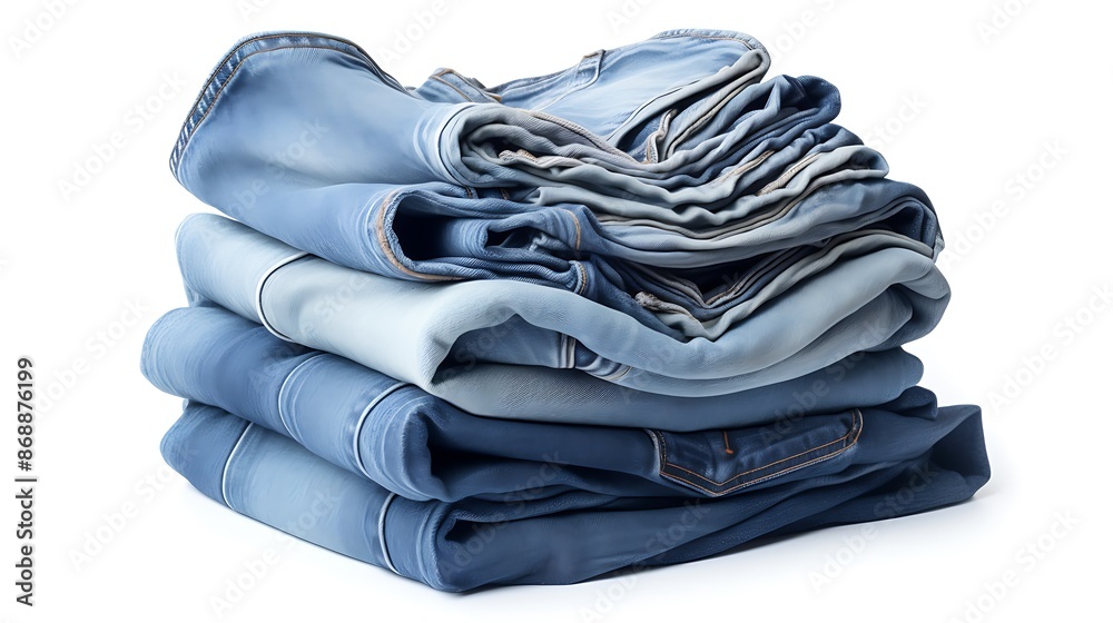 stack of jeans isolated on white