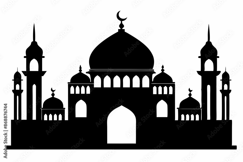 mosques silhouette vector illustration