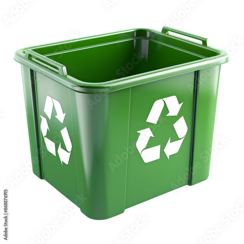 Recycling bin 3D icon, PNG image, isolated object