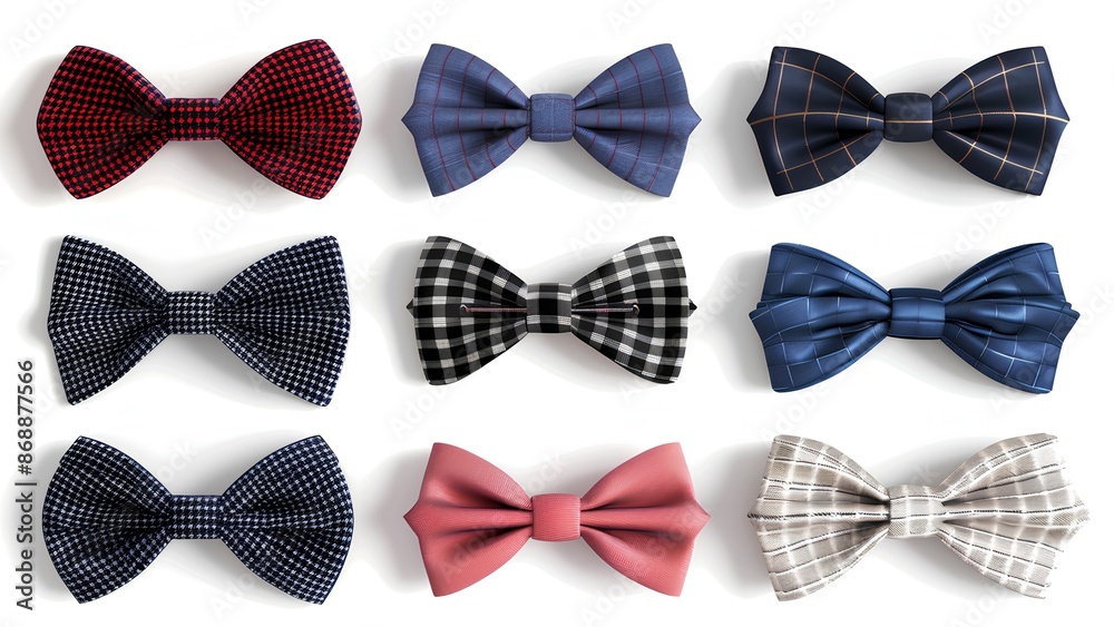 Collection of Stylish Bow Ties: Isolated on White Background Collection of Stylish Bow Ties: Isolated on White Background