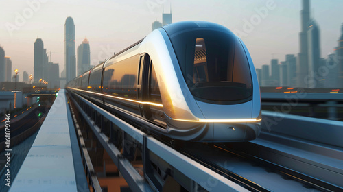 Obraz na płótnie high speed bullet train based on hyper loop system 